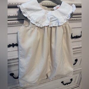 Seersucker Taupe and WhiteToddler Dress